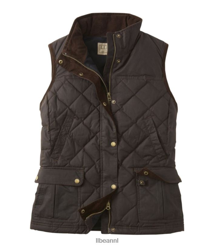 L.L.Bean vrouwen Upcountry gewaxt katoenen donsvest koffieboon uitrusting voor buiten VT0643679 - Image 1