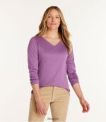 L.L.Bean vrouwen V-hals in pima-katoenvorm bleekroze kleding VT06467 - Image 2