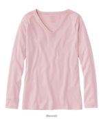 L.L.Bean vrouwen V-hals in pima-katoenvorm bleekroze kleding VT06467