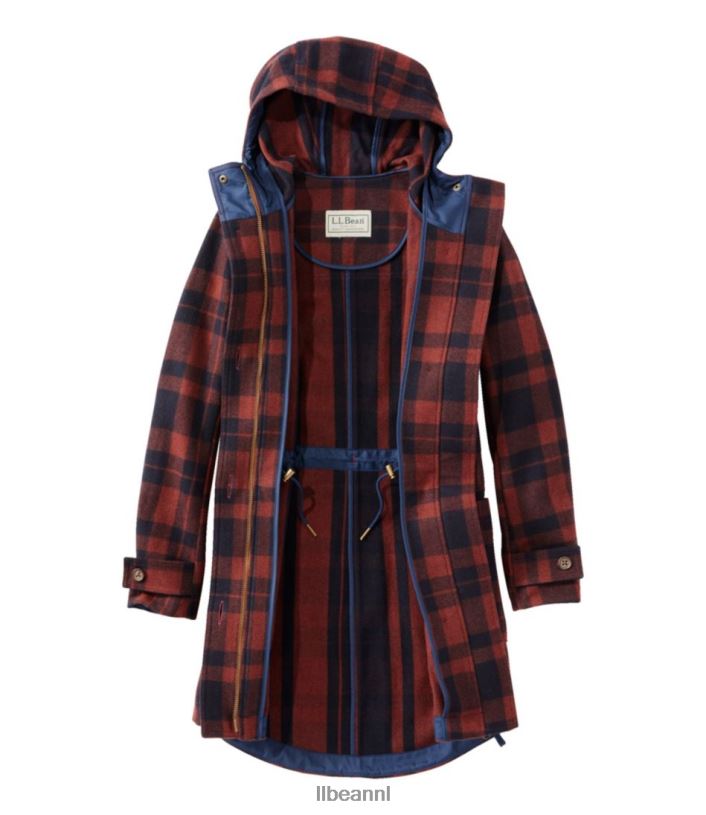 L.L.Bean vrouwen West End wollen jas diepe olijfbuffelplaid bovenkleding VT0643691 - Image 5