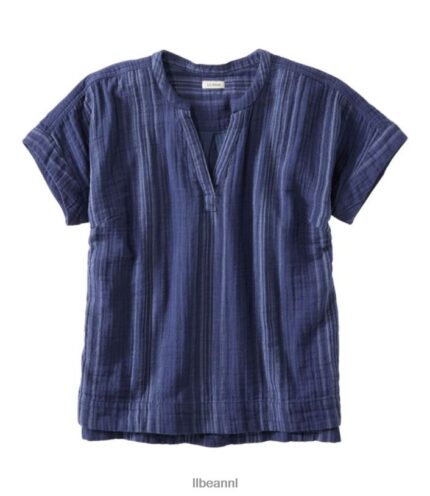 L.L.Bean vrouwen wolk gaas shirt vintage indigostreep kleding VT0645713