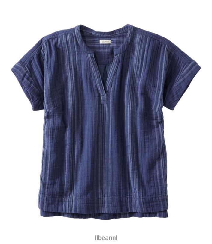 L.L.Bean vrouwen wolk gaas shirt vintage indigostreep kleding VT0645713 - Image 1