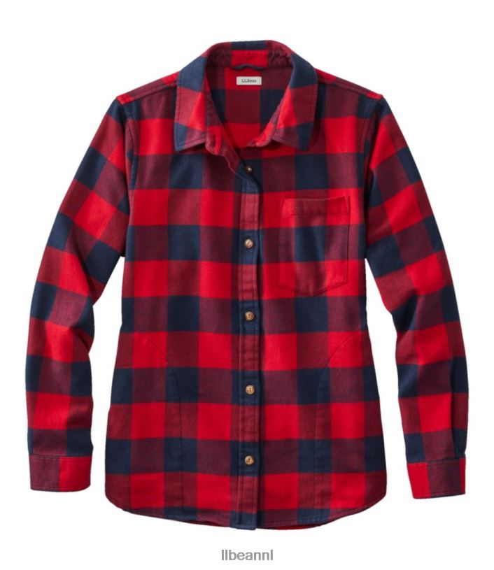 l_l_bean_vrouwen_zacht_geborsteld_flanellen_overhemd_nautisch_rood_kleding_vt0645737.jpg L.L.Bean vrouwen zacht geborsteld flanellen overhemd nautisch rood kleding VT0645737 - Image 1