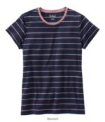 L.L.Bean vrouwen zacht stretch supima T-shirt klassiek marineblauw/gewassen orchidee kleding VT0646916