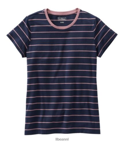 L.L.Bean vrouwen zacht stretch supima T-shirt klassiek marineblauw/gewassen orchidee kleding VT0646916