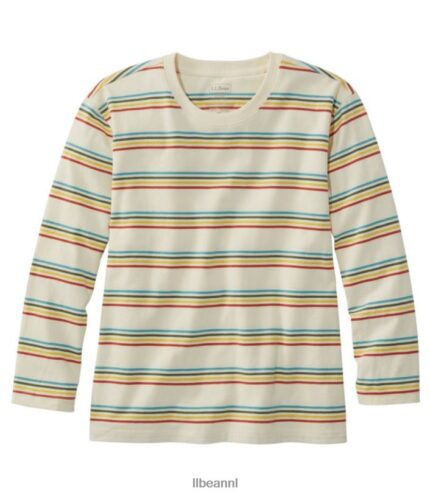 L.L.Bean vrouwen zaterdag shirt crème multistreep kleding VT0644642