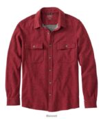 L.L.Bean x Double L Heren dubbelgebreid zeemoverhemd van gewassen katoen bergrode heide kleding VT0647009