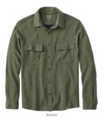 L.L.Bean x Double L Heren dubbelgebreid zeemoverhemd van gewassen katoen diepe olijfheide kleding VT0645926
