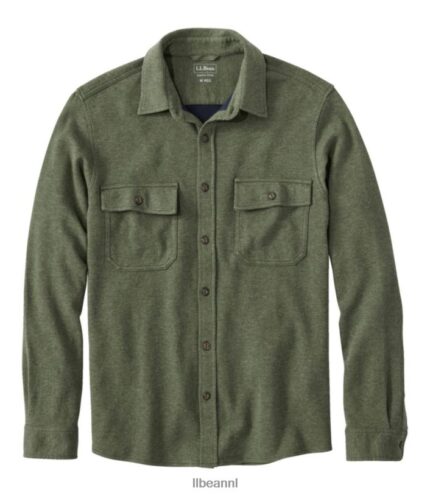 L.L.Bean x Double L Heren dubbelgebreid zeemoverhemd van gewassen katoen diepe olijfheide kleding VT0645926